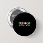 Badge Rond 5 Cm Grandma Saurus Enfants Dinosaur Anniversaire Famil (Devant & derrière)