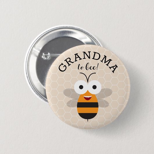 Badge Rond 5 Cm Grandma to Bee, Baby Shower Honey Bee Button (Devant & derrière)