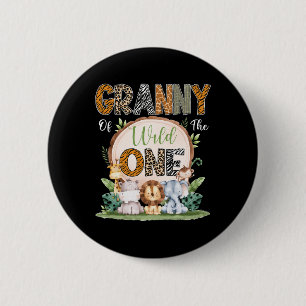 Badge Rond 5 Cm Granny Of The Wild One First Birthday Safari Woodl
