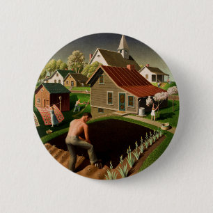 Badge Rond 5 Cm Grant Wood Spring in Town (1941)