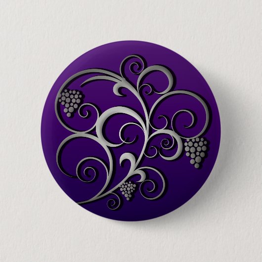 Badge Rond 5 Cm Grapevine et raisins violets Art rétro (Devant)