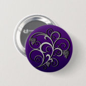 Badge Rond 5 Cm Grapevine et raisins violets Art rétro (Devant & derrière)