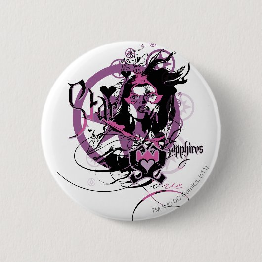 Badge Rond 5 Cm Graphique 6 de saphir d'étoile (Devant)