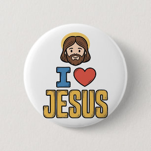 Badge Rond 5 Cm Graphique chrétien vintage j'aime Jésus