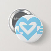 Badge Rond 5 Cm Graphique d'amour cool, Bleu (Devant & derrière)