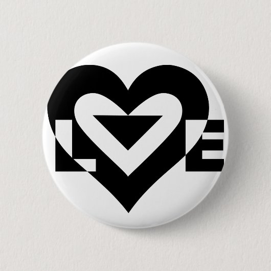 Badge Rond 5 Cm Graphique d'amour cool, noir (Devant)