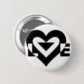 Badge Rond 5 Cm Graphique d'amour cool, noir (Devant & derrière)
