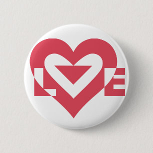 Badge Rond 5 Cm Graphique d'amour cool, rose cerise