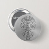 Badge Rond 5 Cm Graphique d'arbre de clef triple d'effet d'acier (Devant & derrière)