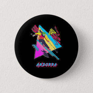 Badge Rond 5 Cm Graphique d'aventures de ski d'Andorre