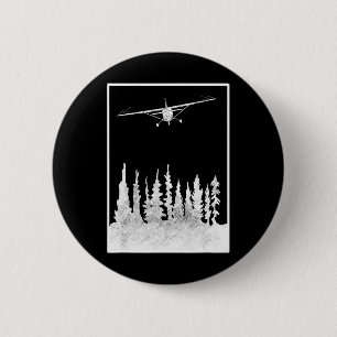 Badge Rond 5 Cm Graphique d'avion C172 au-dessus des arbres - Pilo