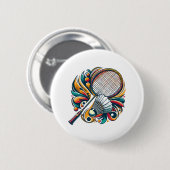 Badge Rond 5 Cm Graphique de badminton (Devant & derrière)
