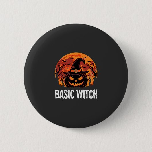 Badge Rond 5 Cm Graphique de lune de citrouille de sorcière de bas (Devant)