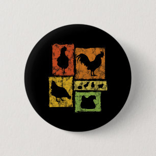 Badge Rond 5 Cm Graphique drôle de fermier de poulets J'adore les