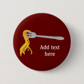 Badge Rond 5 Cm Graphique en pâtes spaghetti sur fourche - texte p (Devant)