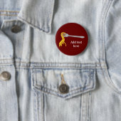 Badge Rond 5 Cm Graphique en pâtes spaghetti sur fourche - texte p (En situation)