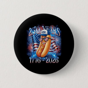 Badge Rond 5 Cm Graphique hot-dog 4 juillet 250e anniversaire État