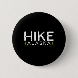 Badge Rond 5 Cm Graphique Rétro d'Arbre de Randonnée en Alaska