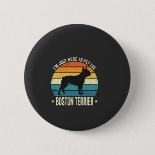 Badge Rond 5 Cm Graphique Rétro pour Amoureux de Boston Terrier_1