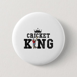 Badge Rond 5 Cm Graphique Roi Drôle Cricket Pour Joueur