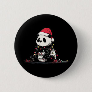 Badge Rond 5 Cm Graphiques de Noël de Panda drôle Amateur de lumiè