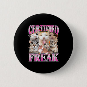 Badge Rond 5 Cm Graphisme de chat certifié bootleg humour drôle ge