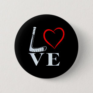 Badge Rond 5 Cm Graphisme de coeur d'amour de hockey pour les fans