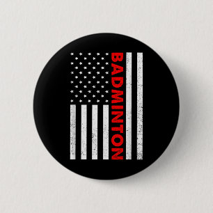 Badge Rond 5 Cm Graphisme de drapeau américain de badminton Joueur