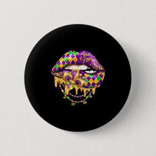 Badge Rond 5 Cm Graphisme de la fête du Carnaval Mardi Gras Lip