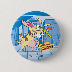 Badge Rond 5 Cm Graphisme de la vache et du poulet