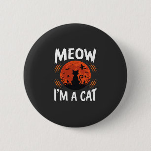 Badge Rond 5 Cm Graphisme de silhouette de chat de lune drôle d'Ha