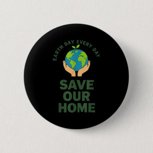 Badge Rond 5 Cm Graphisme journée de la Terre sauvez notre maison