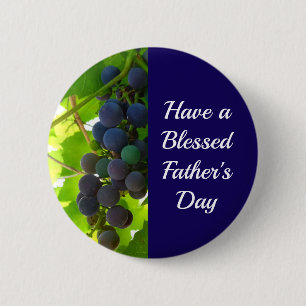 Badge Rond 5 Cm Grappe de raisin mauve à Fête des pères béni bleu