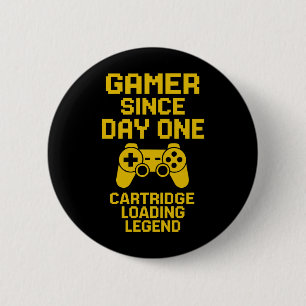 Badge Rond 5 Cm Gras Gamer Papa Design - Contrôleur jaune Art