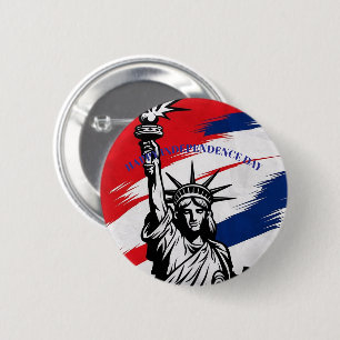 Badge Rond 5 Cm Gras Statue de la Liberté rayonne Patriotique Cust
