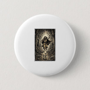 Badge Rond 5 Cm Gravure vintage berger et agneau forêt