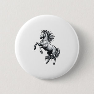 Badge Rond 5 Cm Gravure Vintage Cheval Cabré Design Vectoriel_1