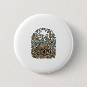 Badge Rond 5 Cm Gravure vintage tortue jardin botanique