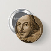 Badge Rond 5 Cm Gravures de Shakespeare Droeshout (Devant & derrière)