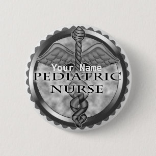 Badge Rond 5 Cm Gray Pediatric Nurse custom name
