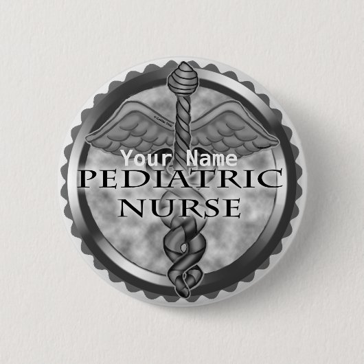 Badge Rond 5 Cm Gray Pediatric Nurse custom name (Devant)