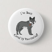 Badge Rond 5 Cm Gray wolf with pipe cartoon (Devant)