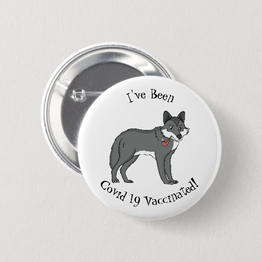 Badge Rond 5 Cm Gray wolf with pipe cartoon (Devant & derrière)