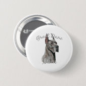 Badge Rond 5 Cm Great Dane (bleu) Maman 2 (Devant & derrière)