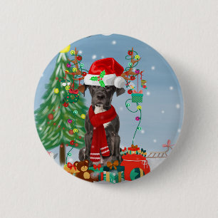 Badge Rond 5 Cm Great Dane dog with Christmas gifts