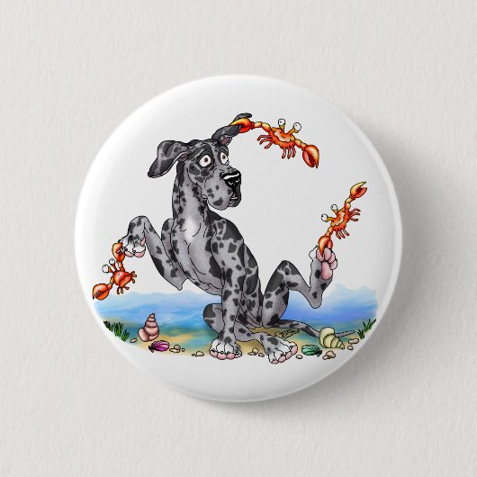 Badge Rond 5 Cm Great Dane Kinda Crabby Merle UC (Devant)