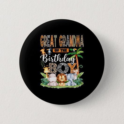 Badge Rond 5 Cm Great Grandma Of The Birthday Boy Jungle Safari An (Devant)
