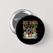 Badge Rond 5 Cm Great Grandma Of The Birthday Boy Jungle Safari An (Devant & derrière)