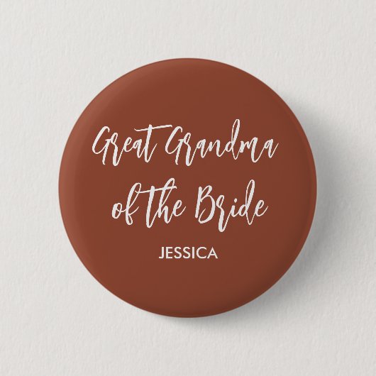 Badge Rond 5 Cm Great Grandma of the Bride Terracotta  (Devant)