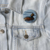 Badge Rond 5 Cm Grèbe à oreilles (En situation)